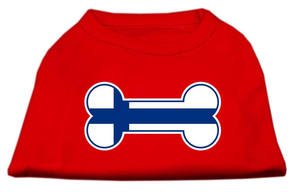 Bone Shaped Finland Flag Screen Print Shirts Red XXXL(20)