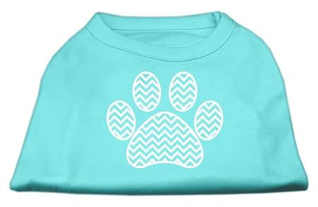 Chevron Paw Screen Print Shirt Aqua Lg (14)