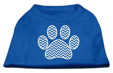 Chevron Paw Screen Print Shirt Blue Lg (14)