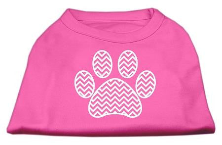 Chevron Paw Screen Print Shirt Bright Pink Lg (14)