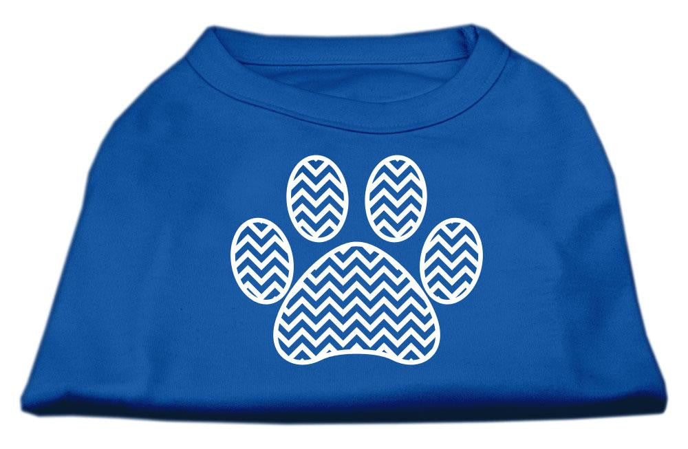 Chevron Paw Screen Print Shirt Blue Med (12)