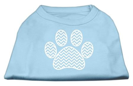 Chevron Paw Screen Print Shirt Baby Blue Sm (10)