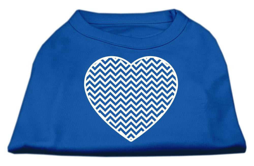 Chevron Heart Screen Print Dog Shirt Blue Lg (14)