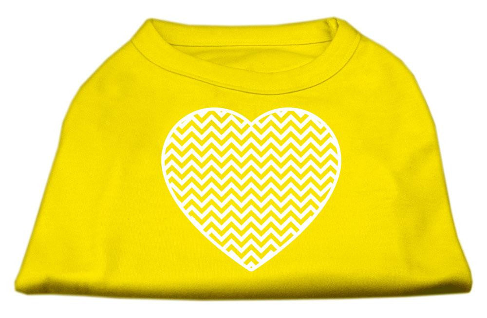 Chevron Heart Screen Print Dog Shirt Yellow Lg (14)