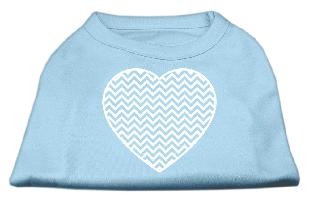 Chevron Heart Screen Print Dog Shirt Baby Blue Med (12)