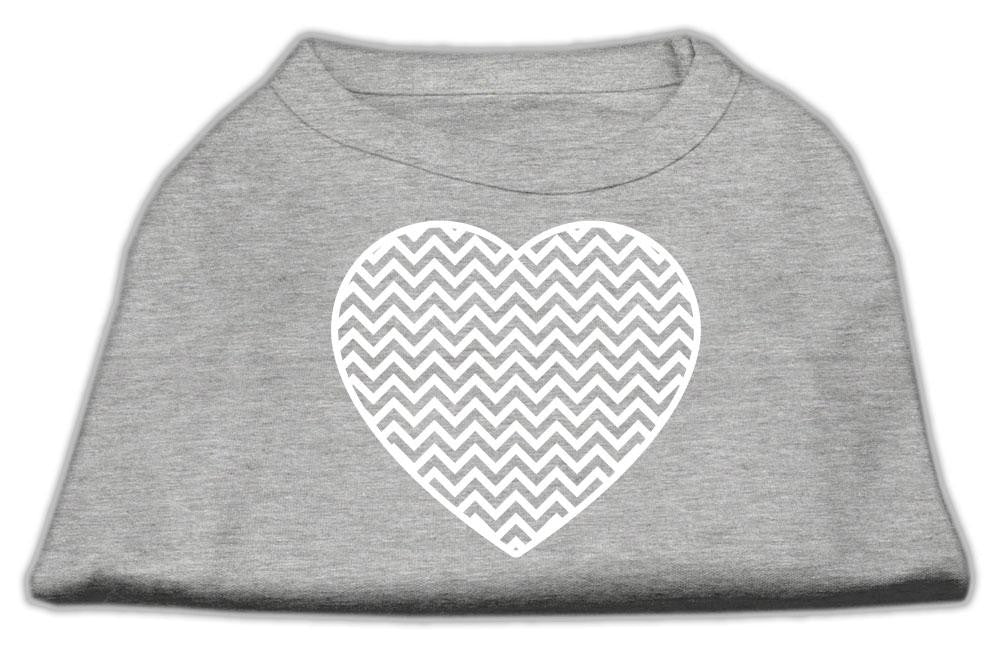 Chevron Heart Screen Print Dog Shirt Grey Med (12)