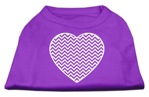 Chevron Heart Screen Print Dog Shirt Purple Med (12)