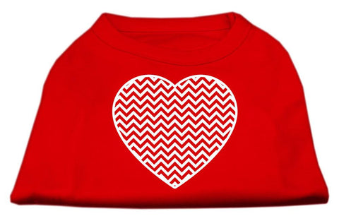 Chevron Heart Screen Print Dog Shirt Red Med (12)