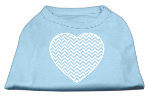 Chevron Heart Screen Print Dog Shirt Baby Blue Sm (10)