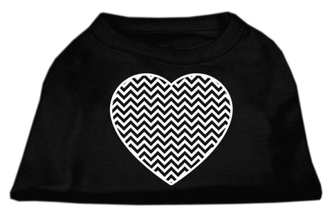 Chevron Heart Screen Print Dog Shirt Black  Sm (10)