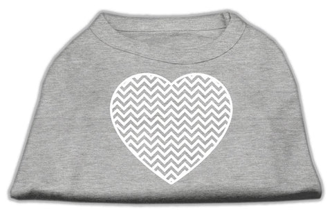 Chevron Heart Screen Print Dog Shirt Grey XL (16)