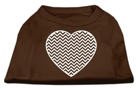 Chevron Heart Screen Print Dog Shirt Brown XS (8)