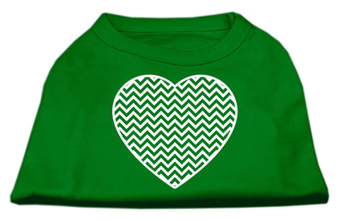 Chevron Heart Screen Print Dog Shirt Green XS (8)