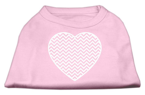 Chevron Heart Screen Print Dog Shirt Light Pink XS (8)