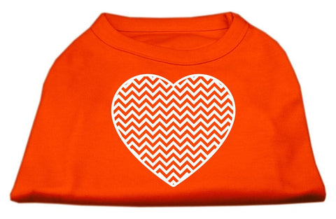 Chevron Heart Screen Print Dog Shirt Orange XS (8)