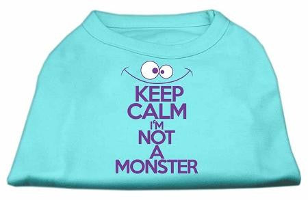 Keep Calm Screen Print Dog Shirt Aqua Lg (14)