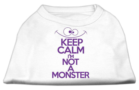 Keep Calm Screen Print Dog Shirt White Lg (14)