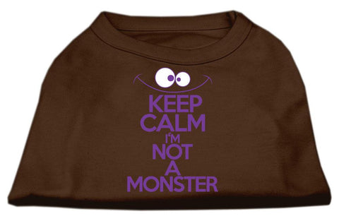 Keep Calm Screen Print Dog Shirt Brown Med (12)