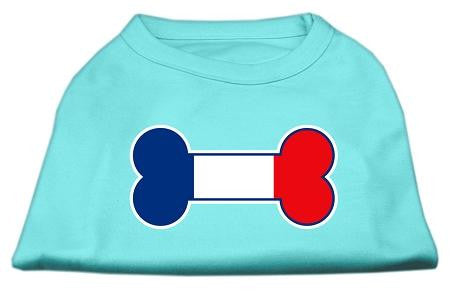 Bone Shaped France Flag Screen Print Shirts Aqua M (12)