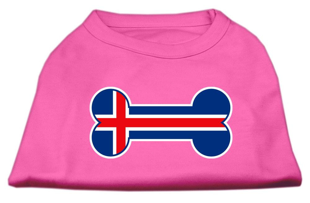 Bone Shaped Iceland Flag Screen Print Shirts Bright Pink L (14)