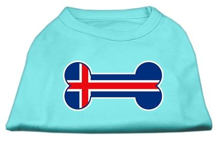 Bone Shaped Iceland Flag Screen Print Shirts Aqua M (12)