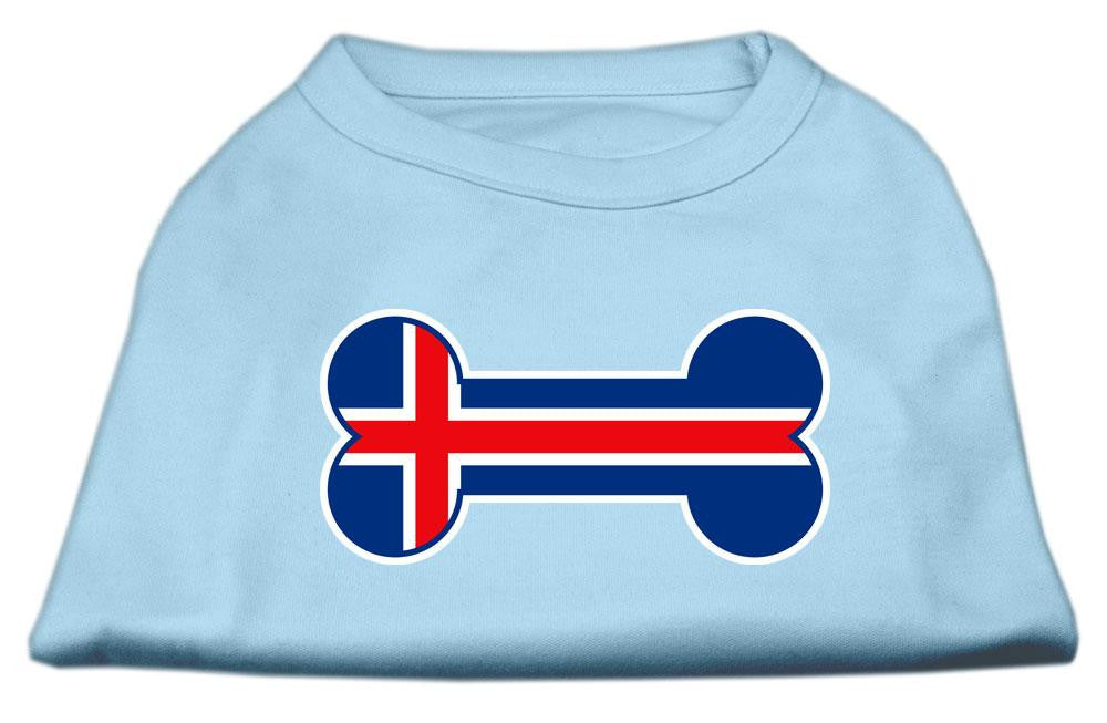 Bone Shaped Iceland Flag Screen Print Shirts Baby Blue M (12)