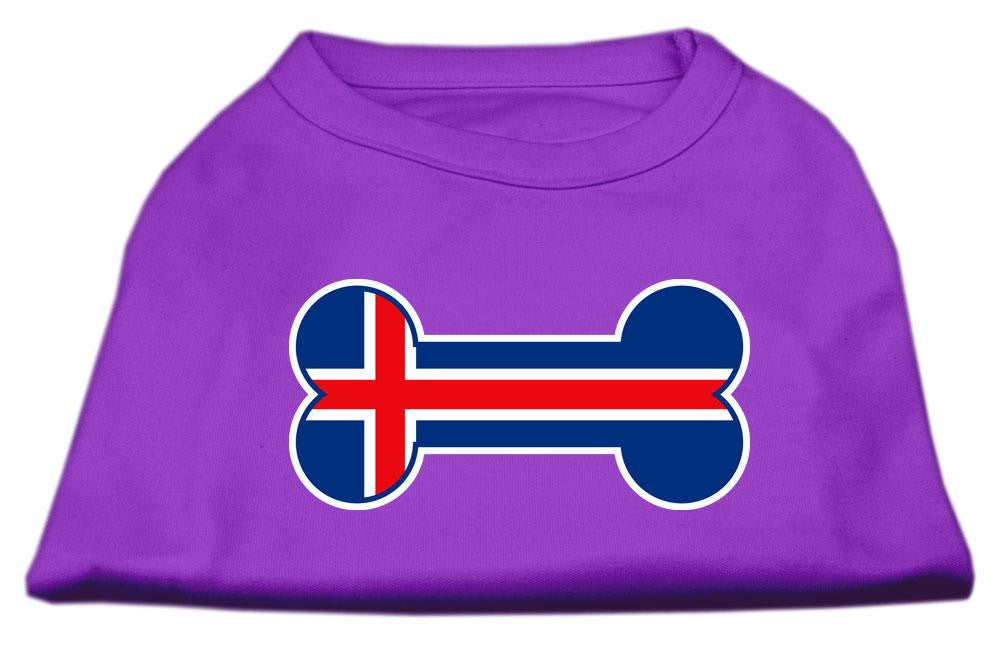 Bone Shaped Iceland Flag Screen Print Shirts Purple M (12)