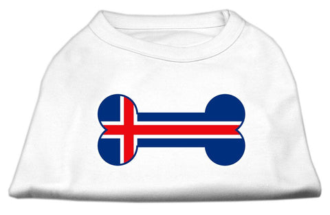 Bone Shaped Iceland Flag Screen Print Shirts White XS (8)