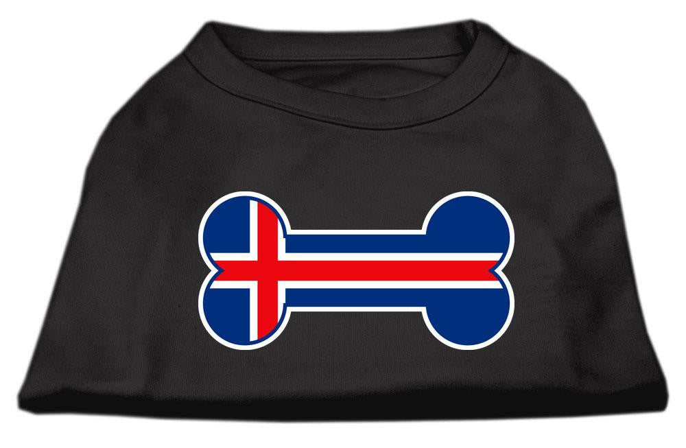 Bone Shaped Iceland Flag Screen Print Shirts Black XXXL(20)