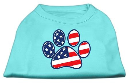 Patriotic Paw Screen Print Shirts Aqua L (14)