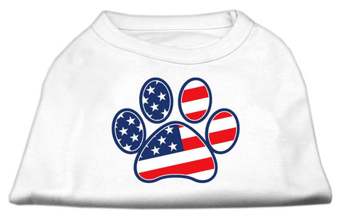 Patriotic Paw Screen Print Shirts White S (10)