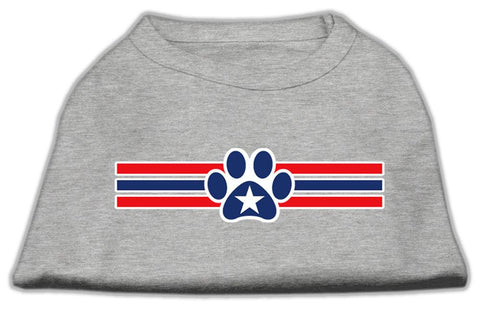 Patriotic Star Paw Screen Print Shirts Grey L (14)