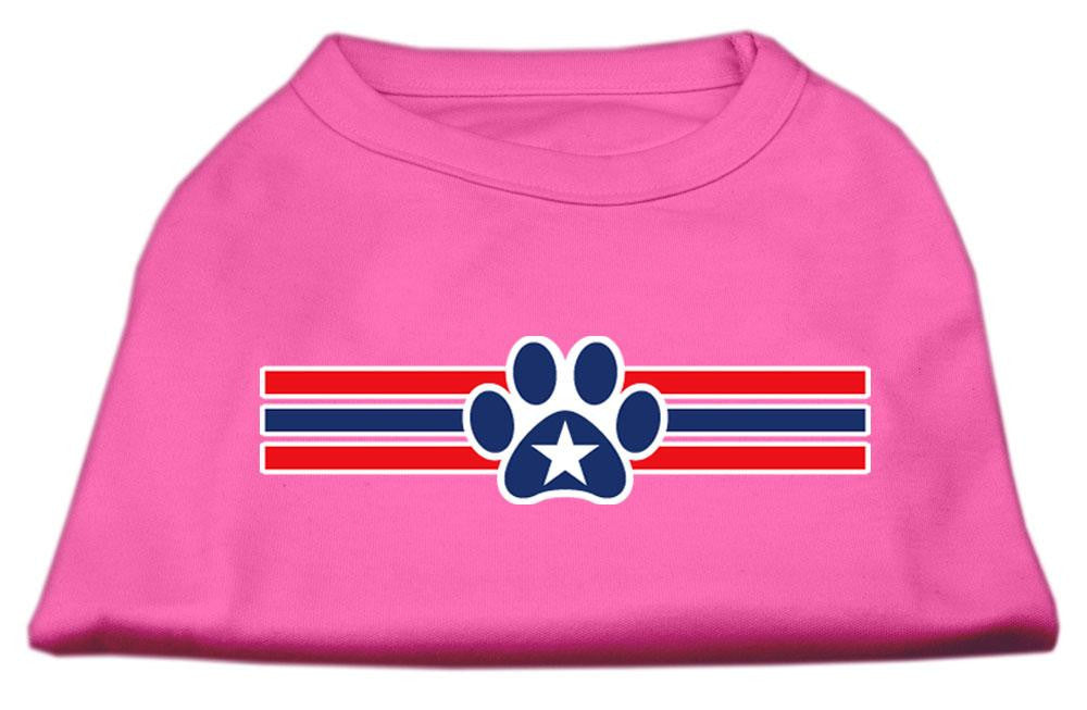 Patriotic Star Paw Screen Print Shirts Bright Pink XS (8)