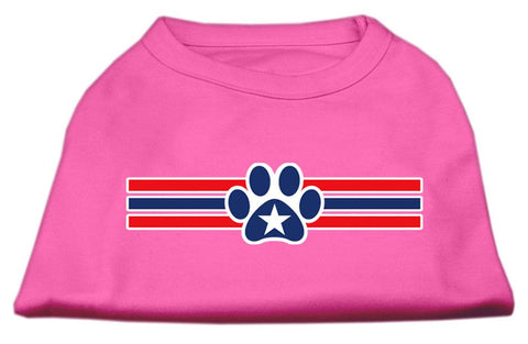 Patriotic Star Paw Screen Print Shirts Bright Pink XS (8)