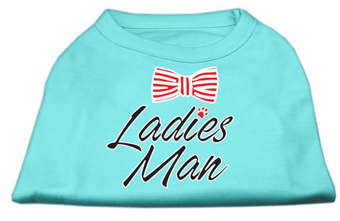 Ladies Man Screen Print Dog Shirt Aqua Lg (14)