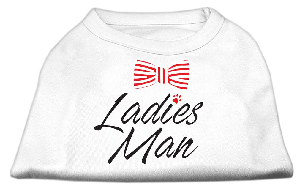 Ladies Man Screen Print Dog Shirt White Lg (14)