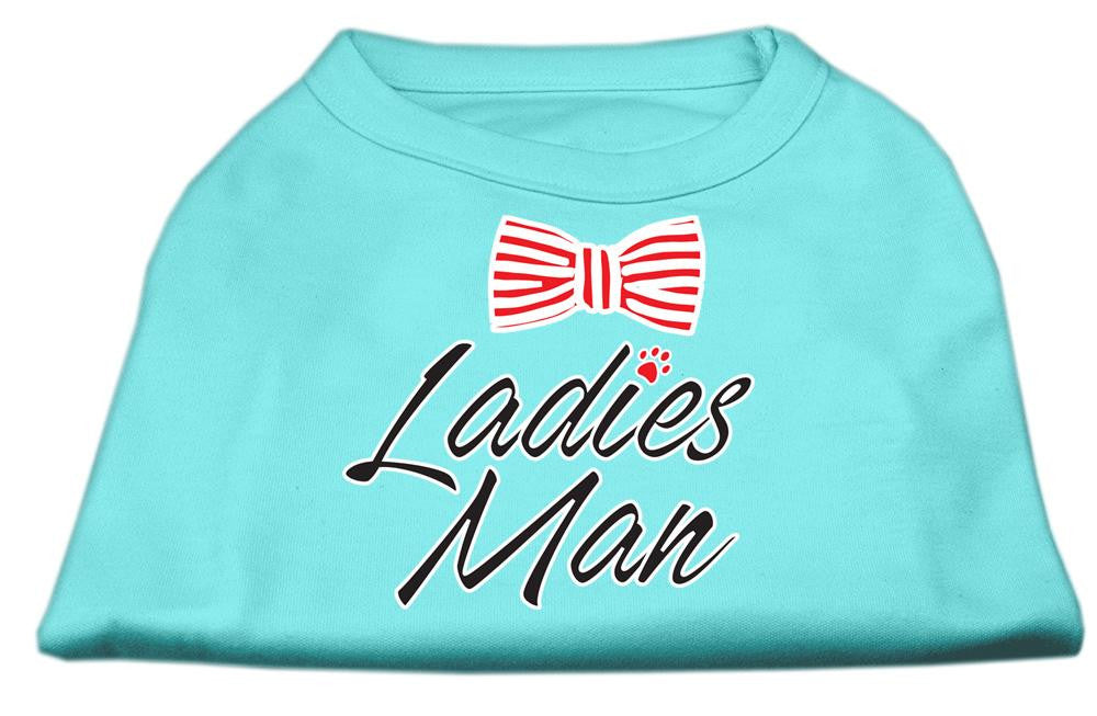 Ladies Man Screen Print Dog Shirt Aqua XL (16)