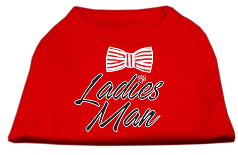 Ladies Man Screen Print Dog Shirt Red XS (8)