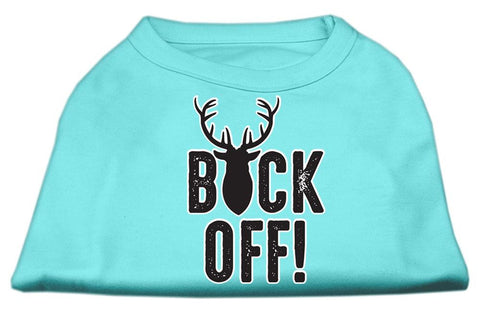 Buck Off Screen Print Dog Shirt Aqua Lg (14)