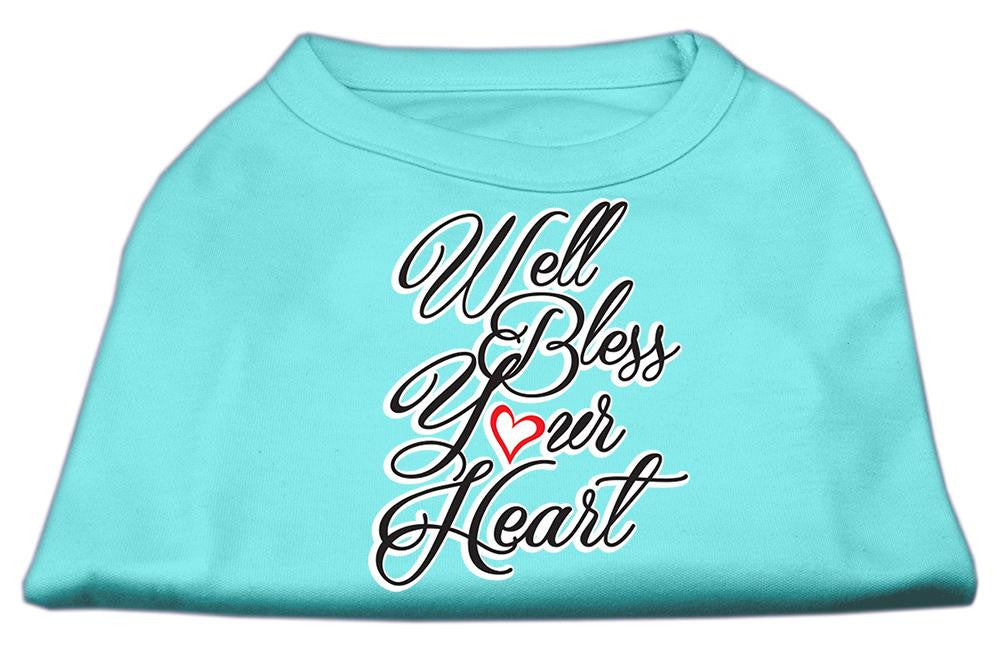 Well Bless Your Heart Screen Print Dog Shirt Aqua Lg (14)