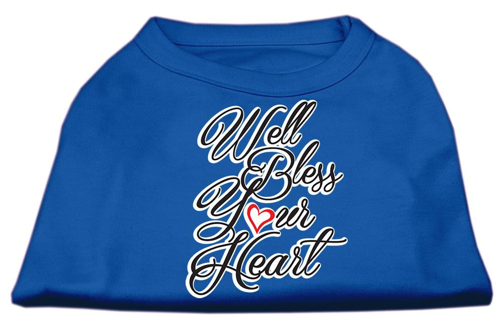 Well Bless Your Heart Screen Print Dog Shirt Blue Lg (14)