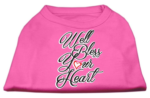 Well Bless Your Heart Screen Print Dog Shirt Bright Pink Lg (14)