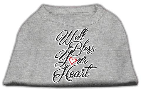 Well Bless Your Heart Screen Print Dog Shirt Grey Lg (14)