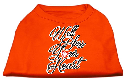 Well Bless Your Heart Screen Print Dog Shirt Orange Lg (14)