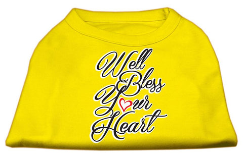 Well Bless Your Heart Screen Print Dog Shirt Yellow Lg (14)