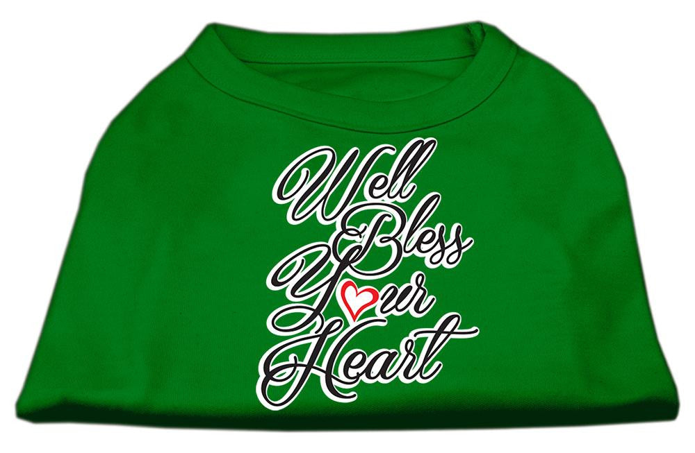 Well Bless Your Heart Screen Print Dog Shirt Green Sm (10)