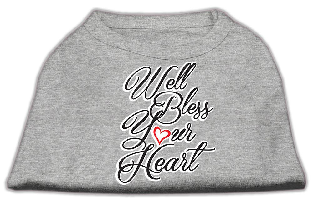 Well Bless Your Heart Screen Print Dog Shirt Grey Sm (10)