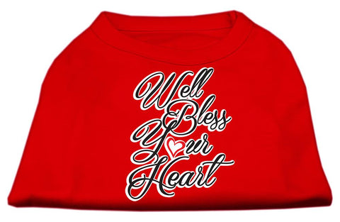 Well Bless Your Heart Screen Print Dog Shirt Red XL (16)