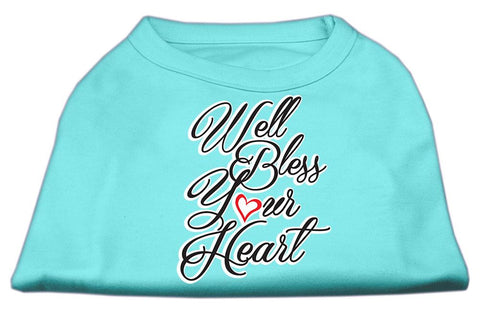 Well Bless Your Heart Screen Print Dog Shirt Aqua XS (8)