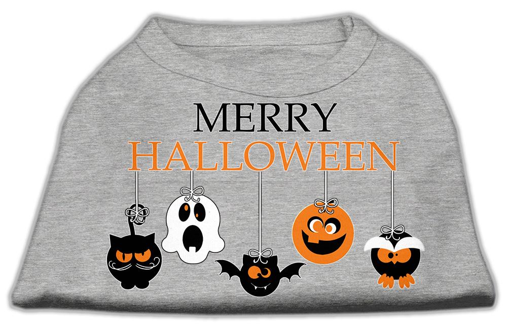 Merry Halloween Screen Print Dog Shirt Grey Med (12)